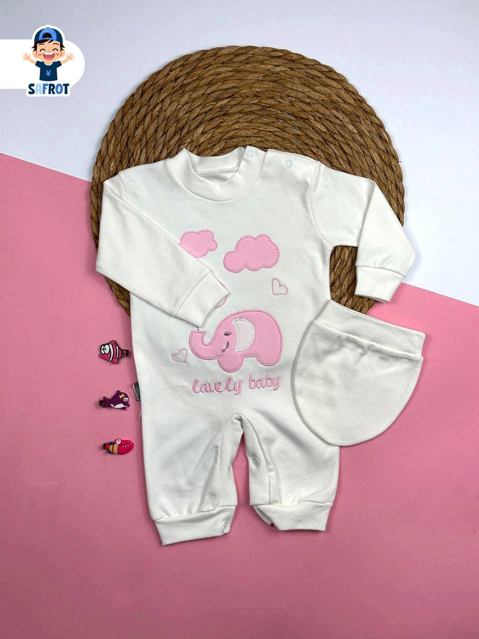 سالوبيت اولادي وبناتي قطن 100% خريفي مكون من قطعتين رسمة فيل وبلالين ❤️🎈🐘