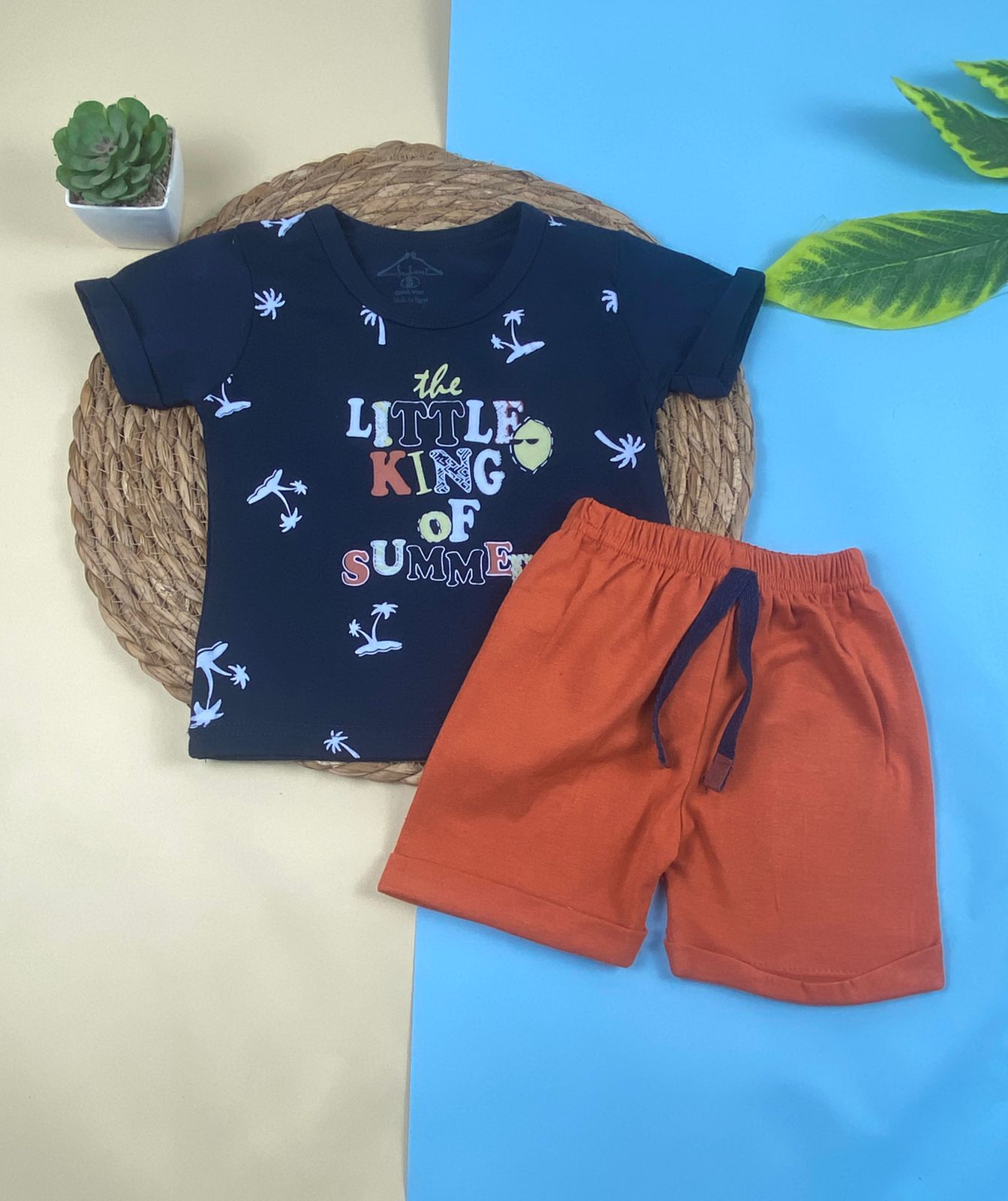 بيجامه اولادي وبناتي قطن مكون من قطعتين  little🤍😍