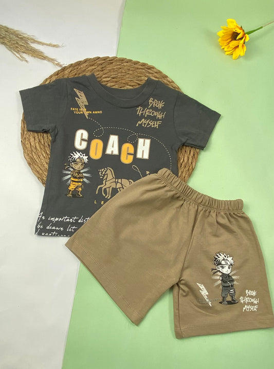بيجامه اولادي قطن مكون من قطعتين coach🤍😍