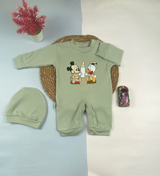سالوبيت اولادي وبناتي مطبوع قطن 100% خريفي مكون من قطعتين gucci 😍❤️