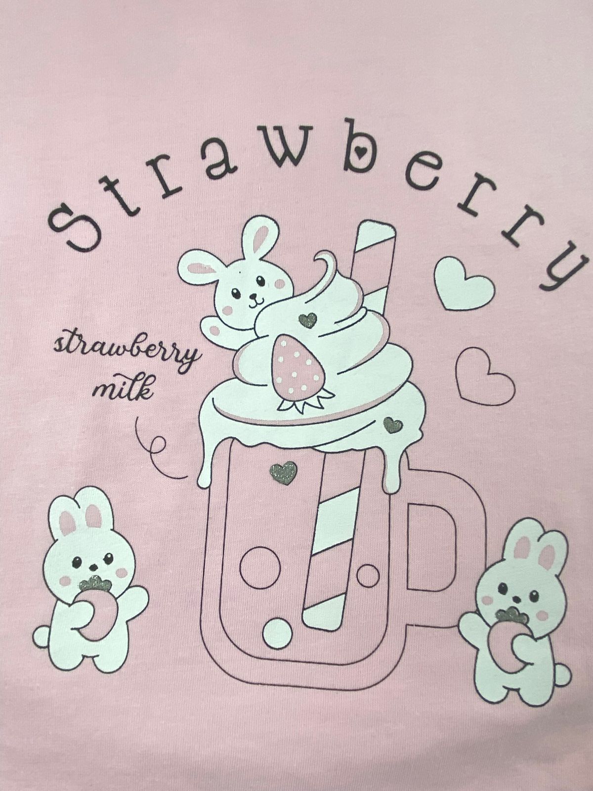 بيجامه بناتي قطن 100% مكون من قطعتين strawberry🩷😍