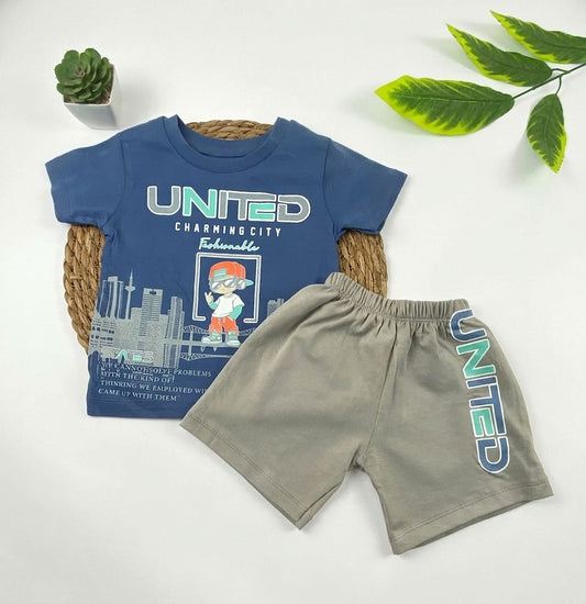 بيجامه اولادي قطن مكون من قطعتين united🤍😍