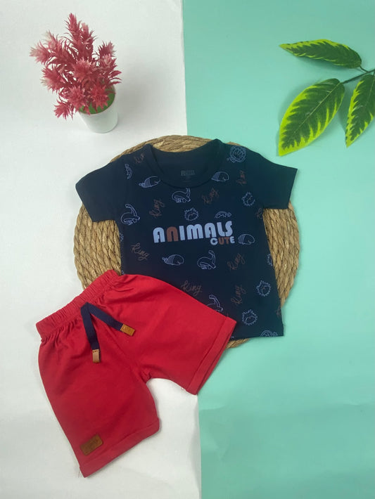 بيجامه صيفي اولادي وبناتي قطن 100% مكون من قطعتين  animals🤍😍