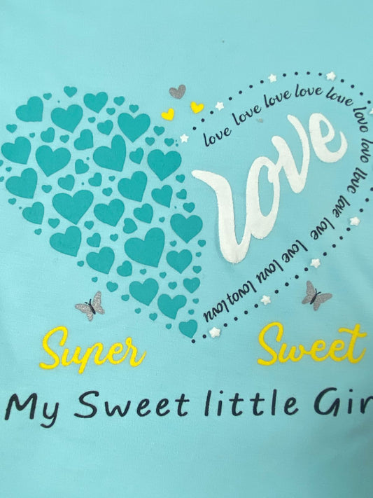 بيجامه بناتي قطن 100% مكون من قطعتين love🤍😍