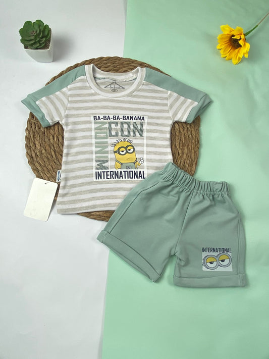 بيجامه اولادي  قطن 100% مكون من قطعتين  minions🤍😍