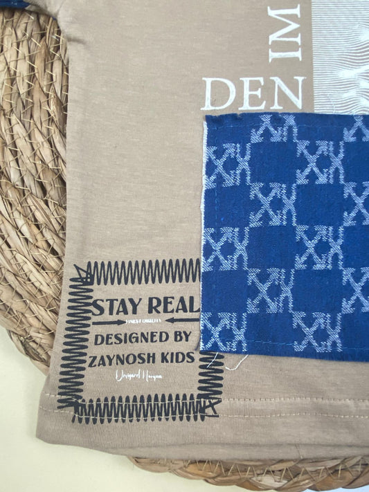 بيجامه صيفي اولادي  قطن100 %  مكون من قطعتين denim🤍😍