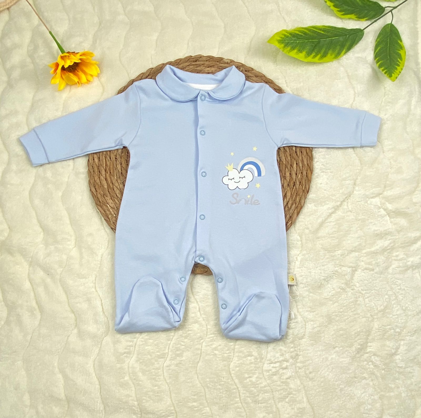 سالوبيت خريفي قطن 100% اولادي رسمة سحابه ماركة صن بيبي😍❤️