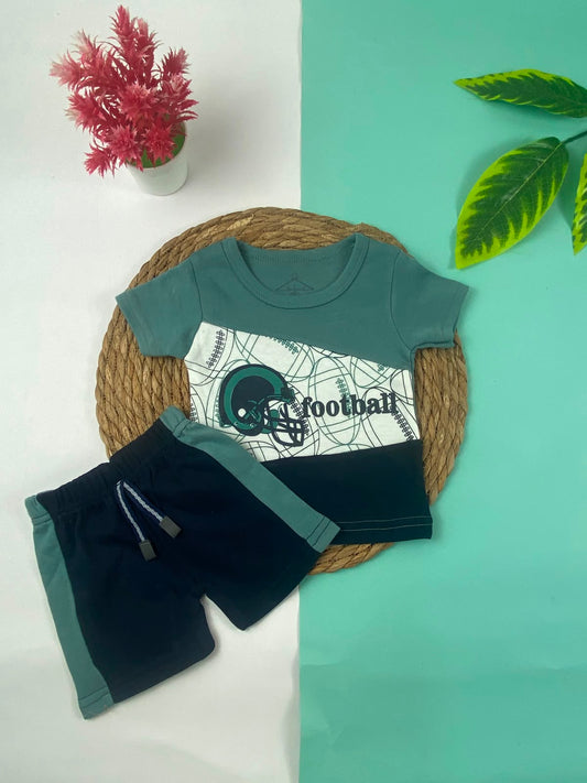 بيجامه صيفي اولادي  قطن 100% مكون من قطعتين  football🤍😍