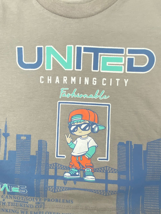 بيجامه اولادي قطن مكون من قطعتين united🤍😍