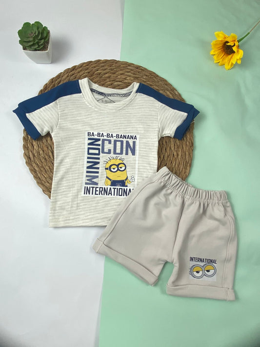 بيجامه اولادي  قطن 100% مكون من قطعتين  minions🤍😍