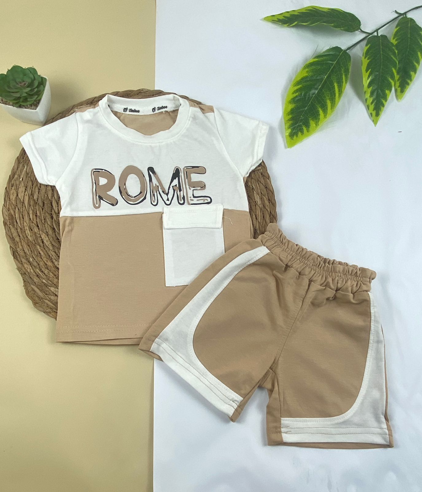 بيجامه صيفي اولادي  قطن100 %  مكون من قطعتين rome🤍😍