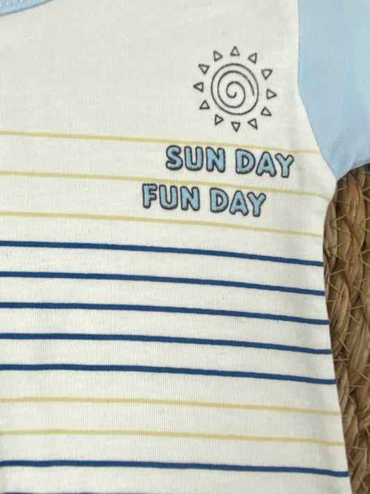 بيجامه اولادي  وبناتي قطن 100% مكون من قطعتين sun day fun day🤍😍