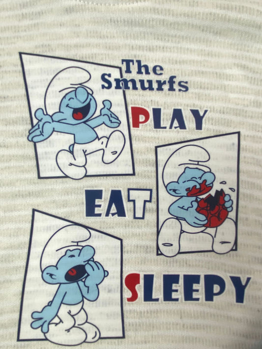 بيجامه اولادي  قطن 100% مكون من قطعتين  the smurfs🤍😍
