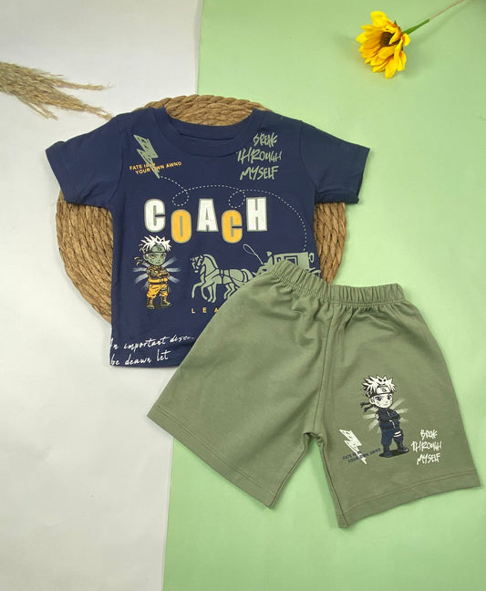 بيجامه اولادي قطن مكون من قطعتين coach🤍😍