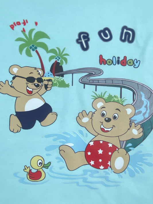 بيجامه صيفي اولادي قطن100 %  مكون من قطعتين fun   🤍😍