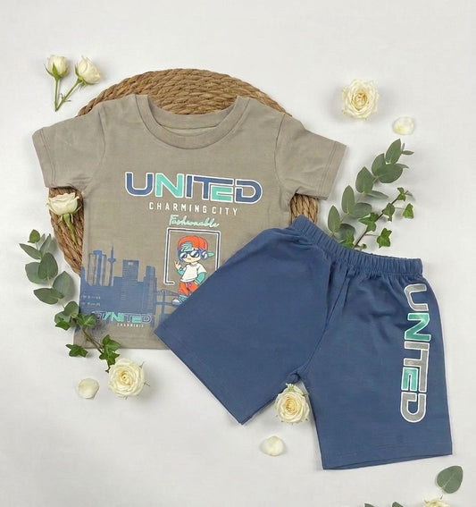 بيجامه اولادي قطن مكون من قطعتين united🤍😍