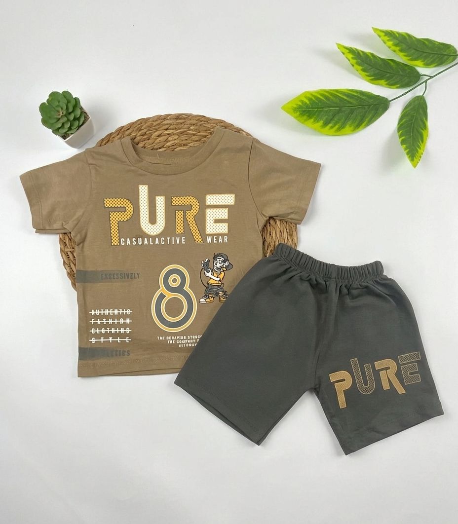 بيجامه اولادي قطن مكون من قطعتين pure 8🤍😍