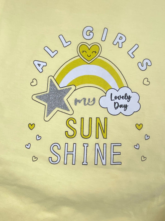 بيجامه صيفي  بناتي قطن 100% مكون من قطعتين sun shine🤍😍