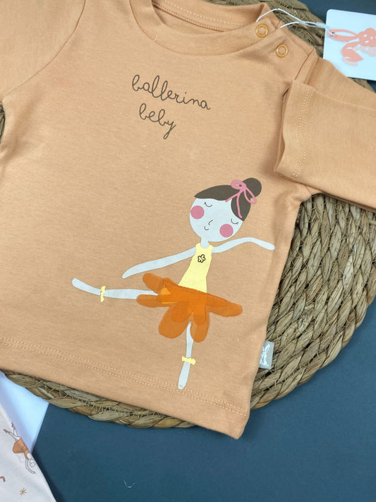 بيجامه بناتي  خريفي من فاني باني مكون من قطعتين قطن 100% ballerina🤍🩷