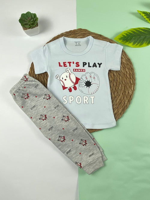 بيجامه اولادي قطن 100% مكون من قطعتين sport🤍😍