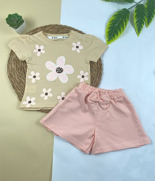 بيجامه بناتي قطن100 %  مكون من قطعتين رسمة وردة🤍😍
