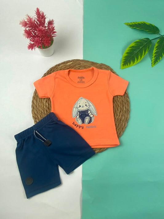 بيجامه صيفي اولادي وبناتي قطن 100% مكون من قطعتين  happy rabbit🤍😍