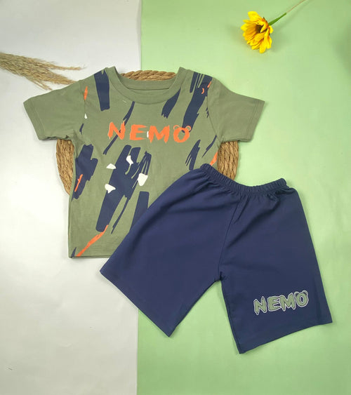 بيجامه اولادي قطن مكون من قطعتين nemo🤍😍