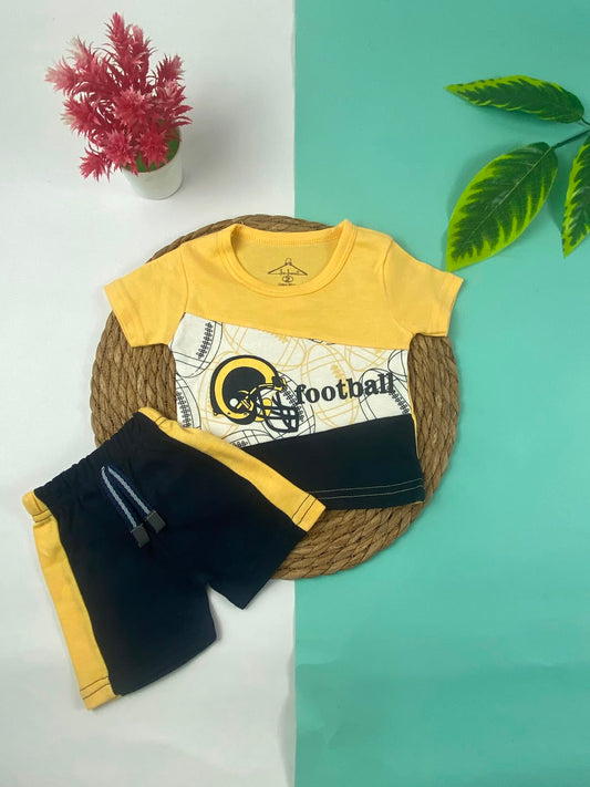 بيجامه صيفي اولادي  قطن 100% مكون من قطعتين  football🤍😍
