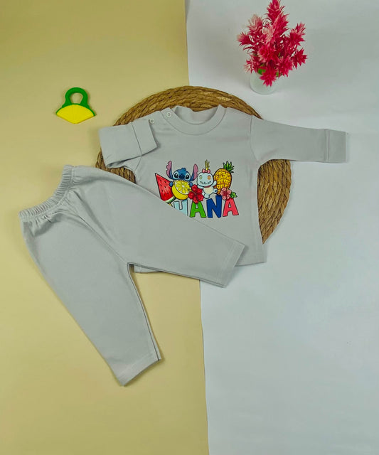 بيجامه خريفي  اولادي وبناتي مكون من قطعتين ohana💕💕