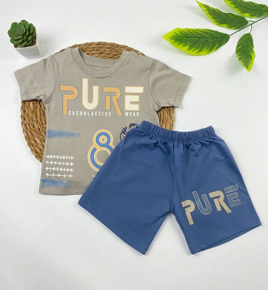 بيجامه اولادي قطن مكون من قطعتين pure 8🤍😍