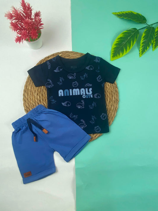 بيجامه صيفي اولادي وبناتي قطن 100% مكون من قطعتين  animals🤍😍