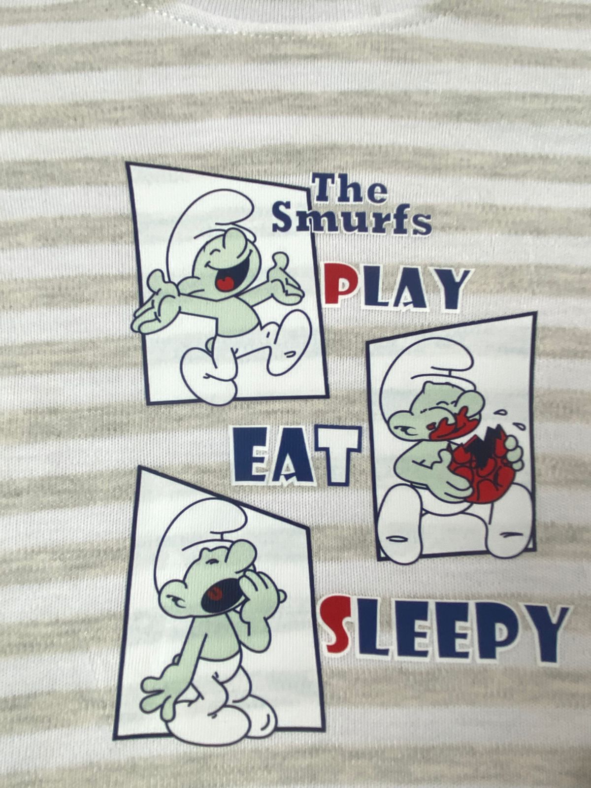 بيجامه اولادي  قطن 100% مكون من قطعتين  the smurfs🤍😍