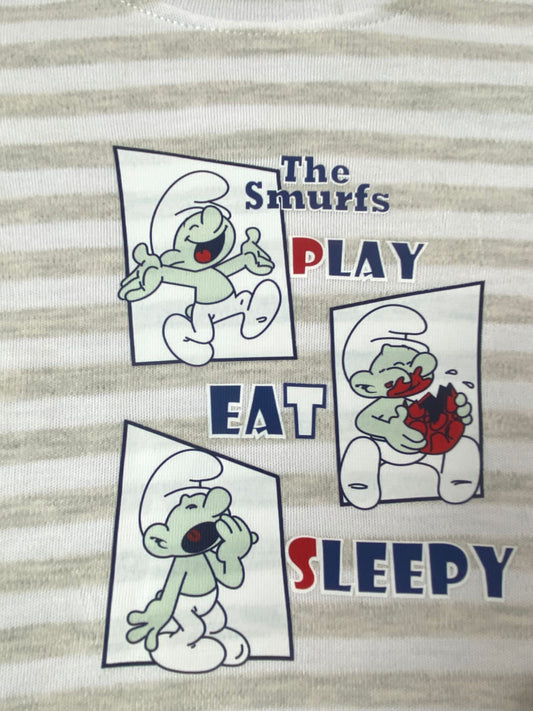 بيجامه اولادي  قطن 100% مكون من قطعتين  the smurfs🤍😍