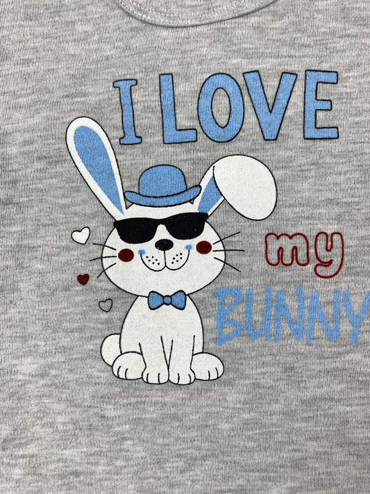بيجامه بناتي قطن 100% مكون من قطعتين i love my bunny 🤍😍