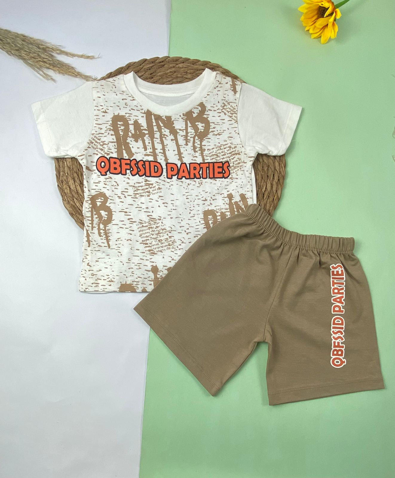 بيجامه اولادي قطن مكون من قطعتين QBFSSID PARTIES🤍😍