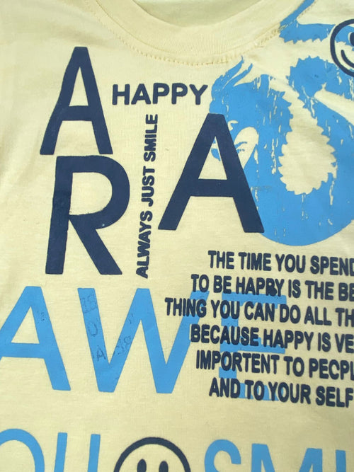 بيجامه اولادي قطن مكون من قطعتين happy🤍😍