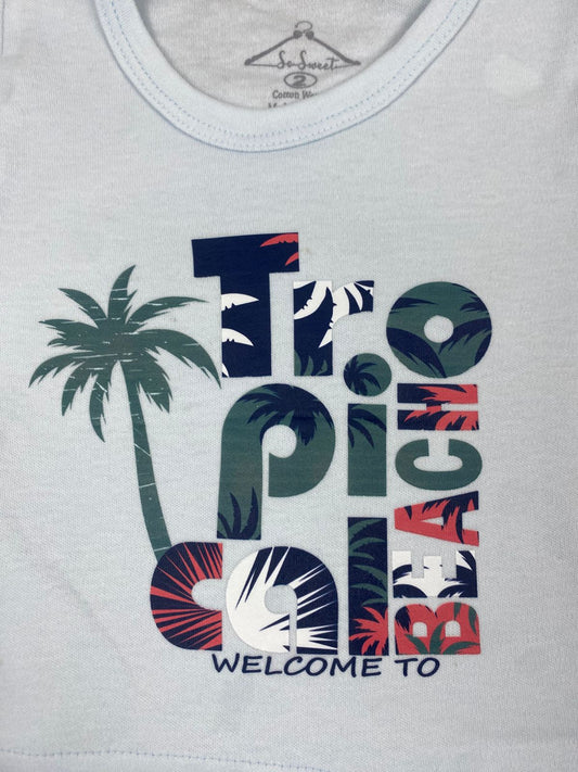 بيجامه اولادي قطن مكون من قطعتين  tropicol 🤍😍