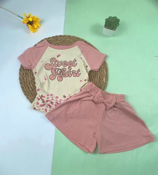 بيجامه صيفي  بناتي قطن100 %  مكون من قطعتين sweet heart🤍😍