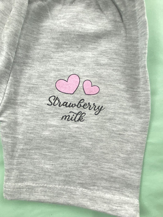 بيجامه بناتي قطن 100% مكون من قطعتين strawberry🩷😍