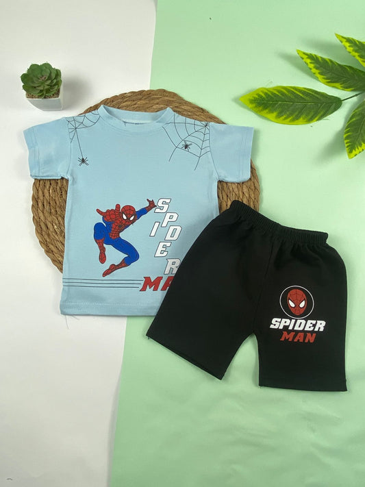 بيجامه اولادي قطن 100% مكون من قطعتين spider man🖤🤍