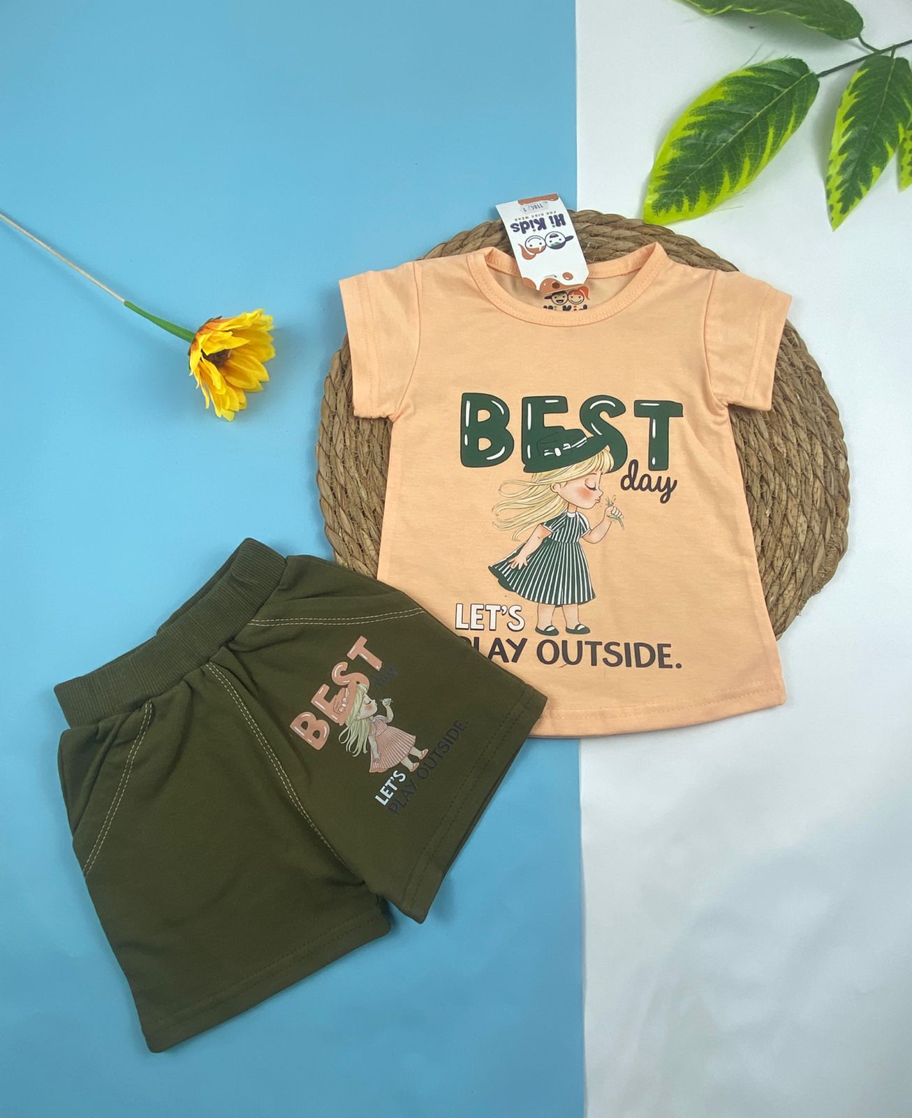 بيجامه صيفي بناتي قطن100 %  مكون من قطعتين best   🤍😍