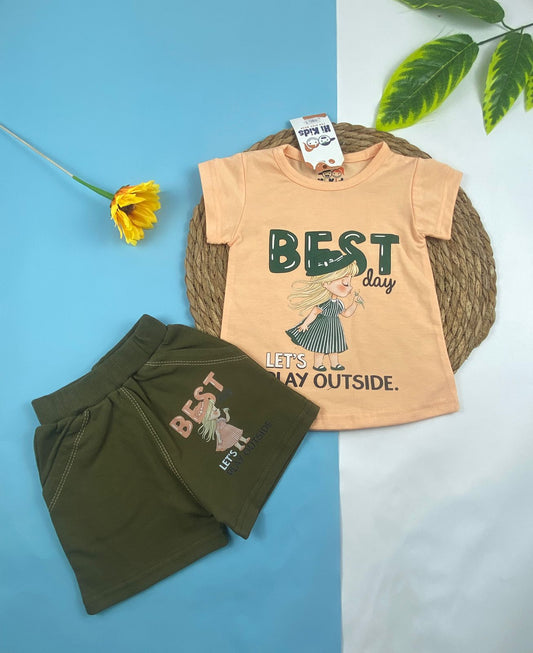 بيجامه صيفي بناتي قطن100 %  مكون من قطعتين best   🤍😍