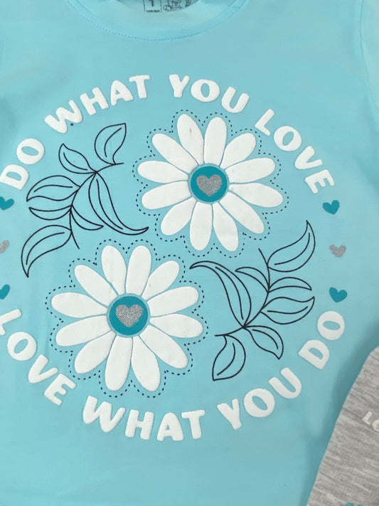 بيجامه بناتي قطن 100% مكون من قطعتين do what you love🤍😍