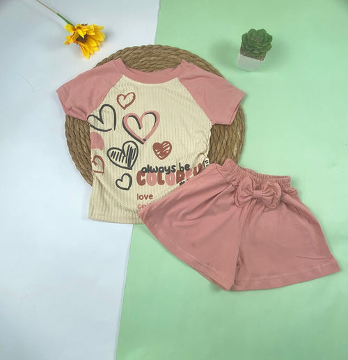بيجامه بناتي قطن100 %  مكون من قطعتين color happy🤍😍
