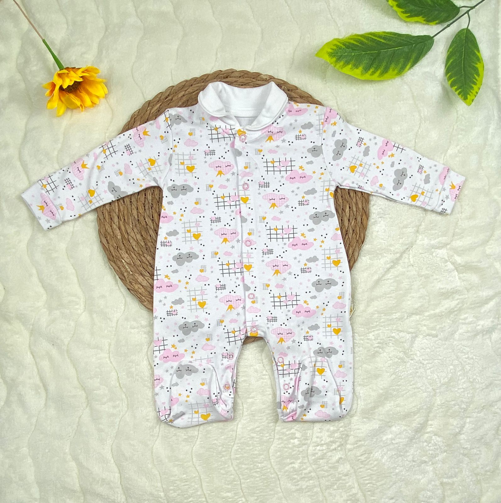 سالوبيت خريفي قطن 100% بناتي رسمة سحابه ماركة صن بيبي😍🤍