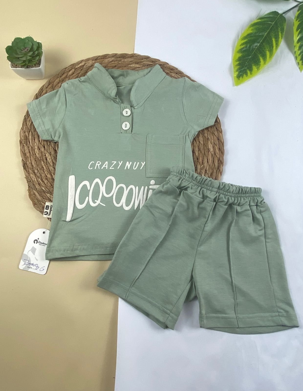 بيجامه صيفي اولادي  قطن100 %  مكون من قطعتين crazy num🤍😍