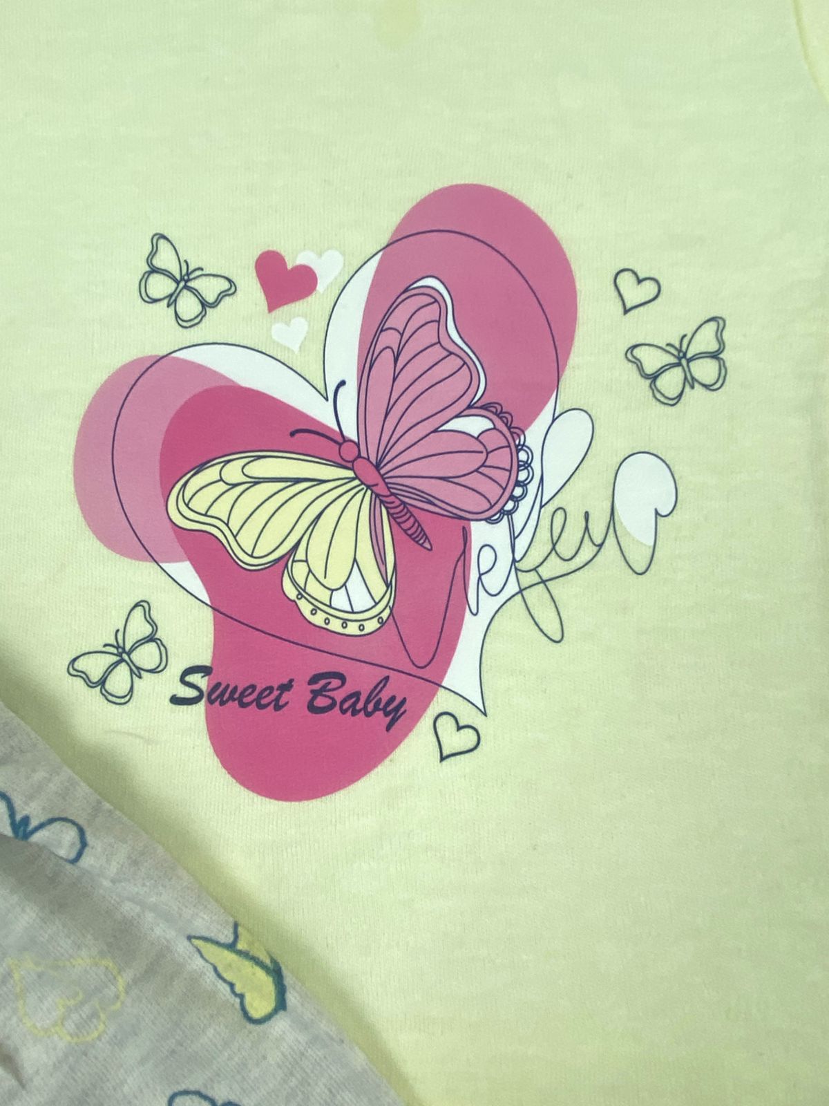 بيجامه صيفي بناتي قطن مكون من قطعتين  رسمة الفراشه 🩷😍