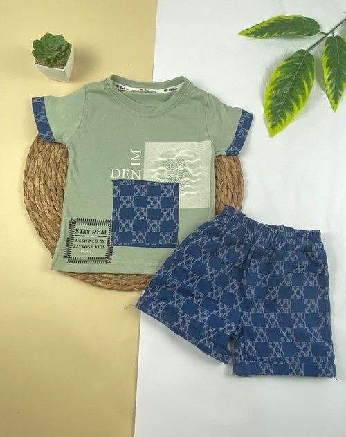 بيجامه اولادي  قطن100 %  مكون من قطعتين denim🤍😍