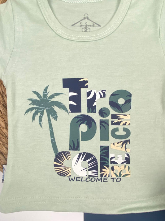 بيجامه اولادي قطن مكون من قطعتين  tropicol 🤍😍