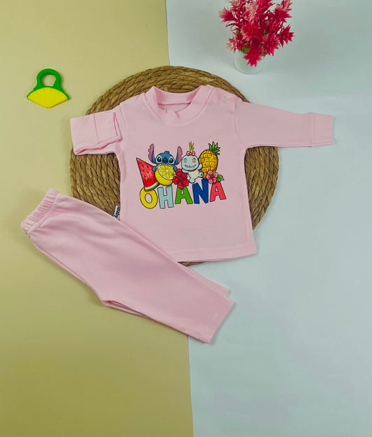 بيجامه خريفي  اولادي وبناتي مكون من قطعتين ohana💕💕
